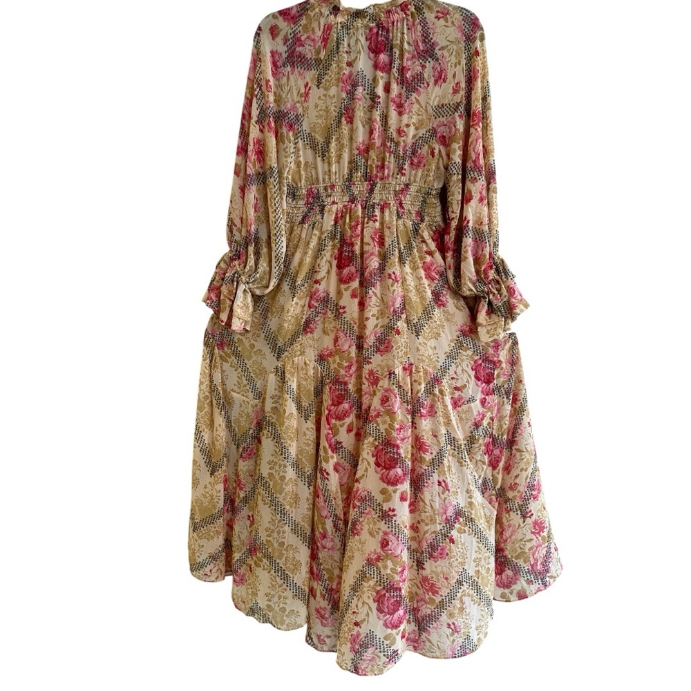 Free People Multicolor Floral Boho Maxi Dress Smocked Waist XS - Picture 7 of 16
